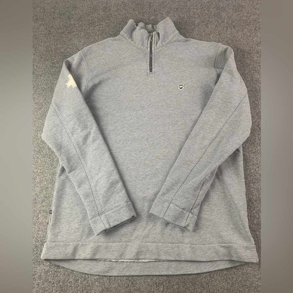 Victorinox Mens Cotton Blend 1/4 Zip Long Sleeve Pullover Sweatshirt Size L Gray